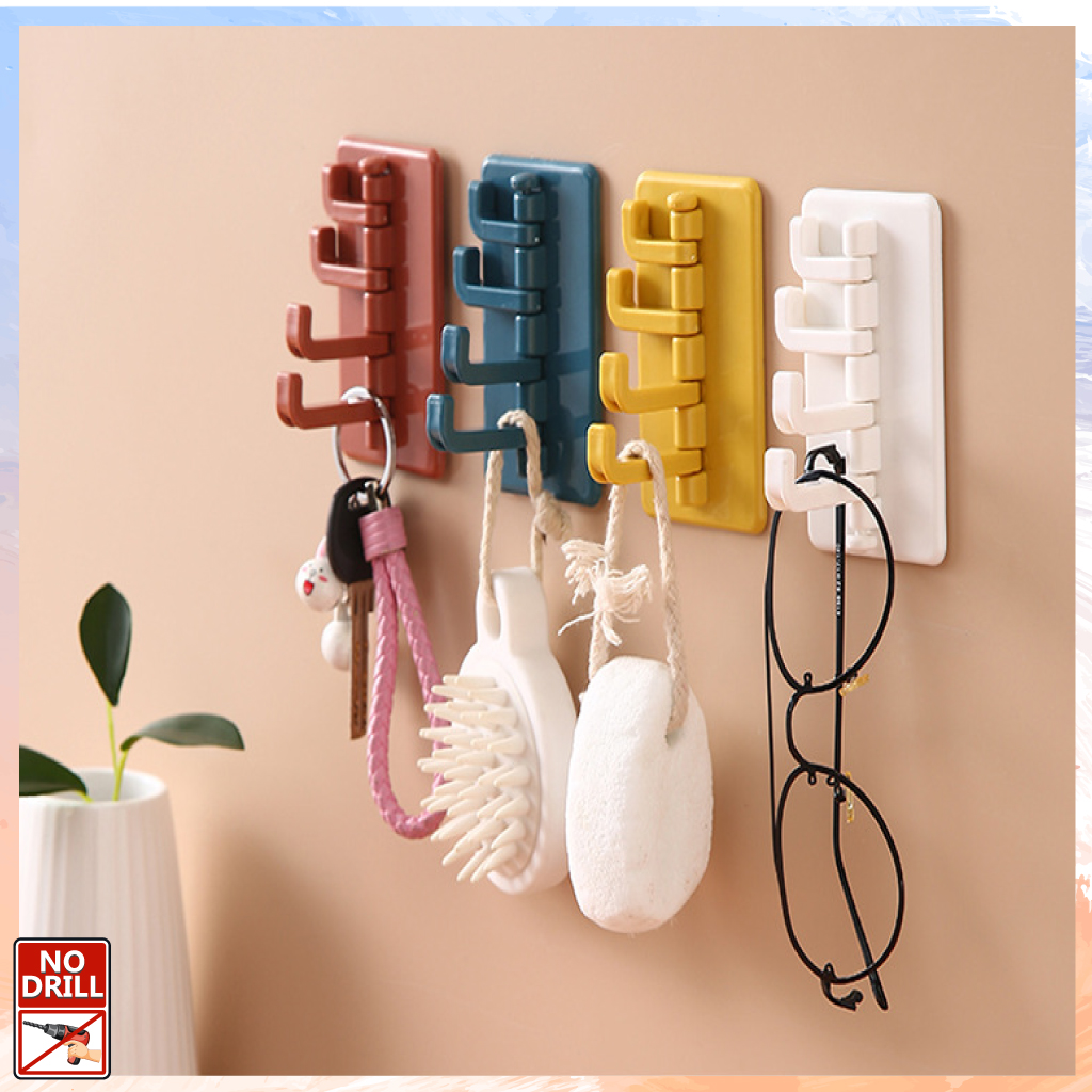 [4 pcss] Creative 4 in 1 wall hanging sticky hook hangers