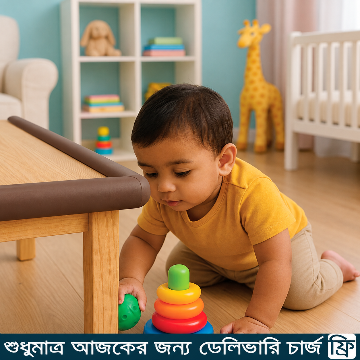 ১ পিস টেবিল ও ফার্নিচার সেফটি গার্ড (৬.৬ ফুট) – ফ্রি ডাবল সাইড টেপ